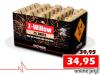 Fanshape waaiercake van RedWire met dikke gouden palmeffecten en blauwe sterren. Online verkrijgbaar bij Xena Vuurwerk in Ede