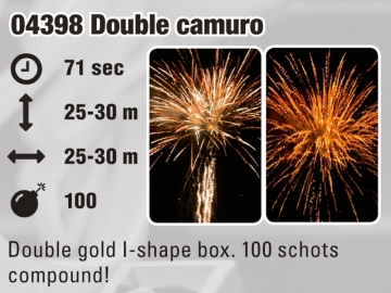 Dubbel goud effecten in deze prachtige RedWire 100 schots compound cakebox van Xena Vuurwerk uit Ede