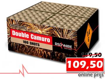 Zware 100 schots compound cakebox met dubbele gouden effecten. Online te bestellen in de vuurwerkwinkel van Xena Vuurwerk in Ede